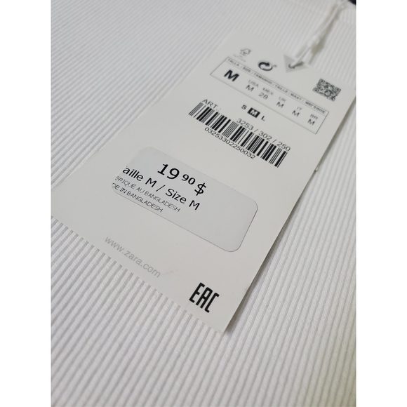 Zara White Ribbed T-shirt Midi Dress (Cotton) - New with Tags - Picture 2 of 2